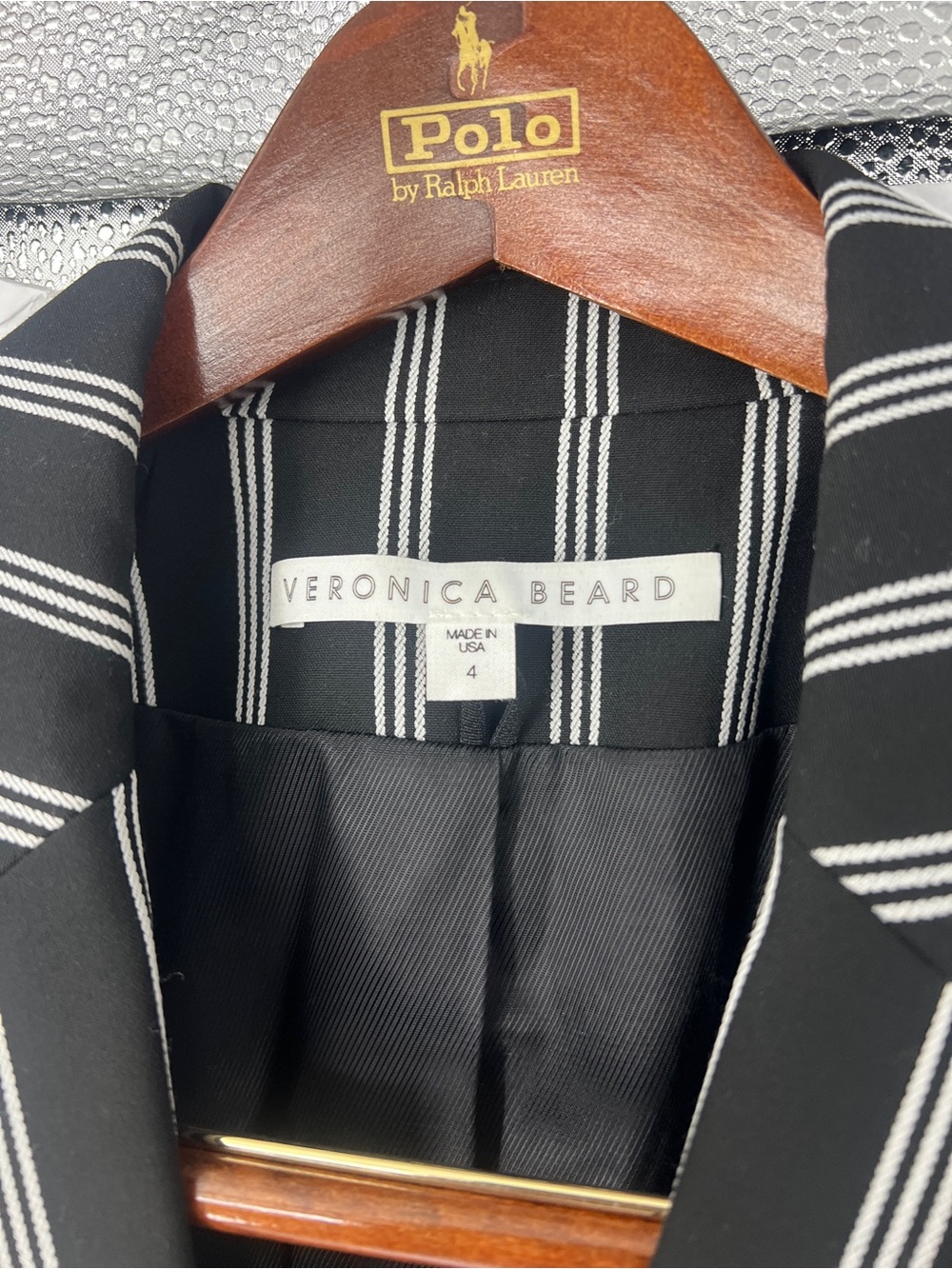 Veronica Beard $650 Miller Dickey Blazer Jacket Pinstripe Black White Size 4 - Picture 4 of 10
